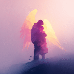 un homme se repose sur un ange