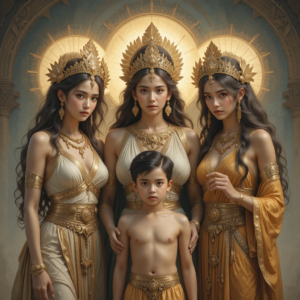 3 déesses derrière un garçon