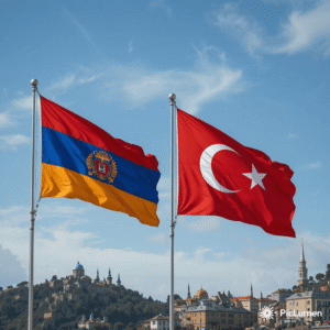Les drapeaux de l'Arménie et de la Turquie côte à côte